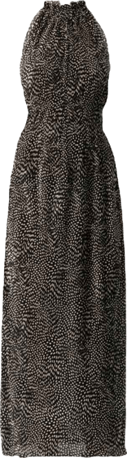 Women's Pleated Polka Dot Maxi Dress