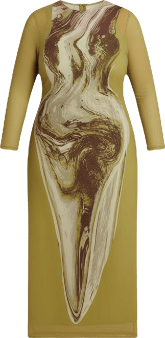 Women's Plus Size Printed Mesh Dress