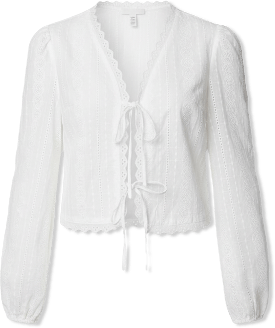 Women's Lesley Cotton Lace Tie Front Top