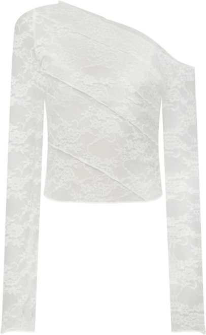 Women's Stitched Sheer Lace Off Shoulder Top