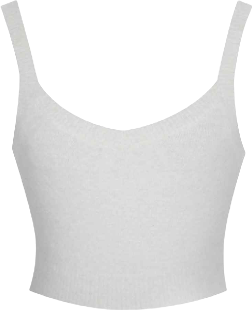 Women's Selene White Wool-Blend Ribbed Knit V-Neck Top