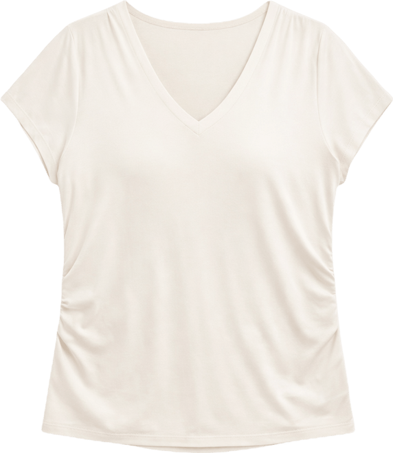 Plus Size V-Neck Pleated-Side T-Shirt, Macy's Exclusive