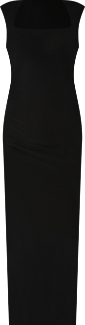 Womens Square Neck High Slit Midi Dress