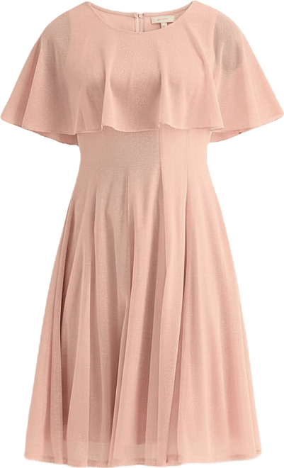 Danny & Nicole Womens Round Neck Short Sleeve Cape Fit + Flare Dress,  Color: Peach - JCPenney