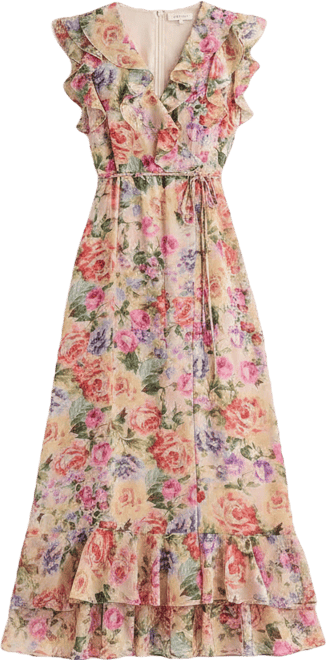melonie t womens short sleeve floral maxi dress Melonie T Womens V Neck Sleeveless Ruffled Maxi Dress, Color: Blush Multi