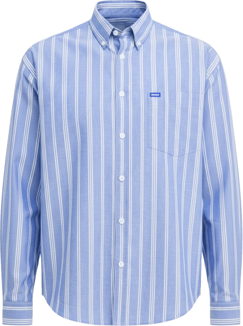 Hugo by  Men's Ebill Cotton Long-Sleeve Striped Oxford Shirt