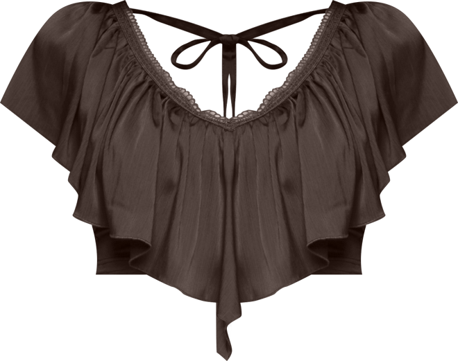 Womens Deena Ruffled V Neck Top