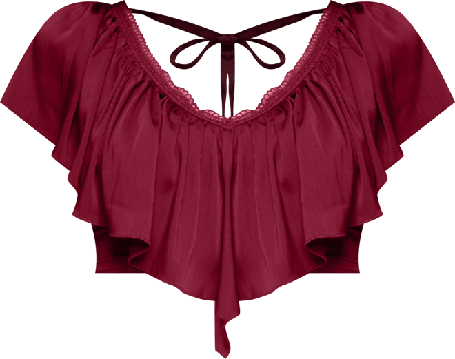 Womens Deena Ruffled V Neck Top