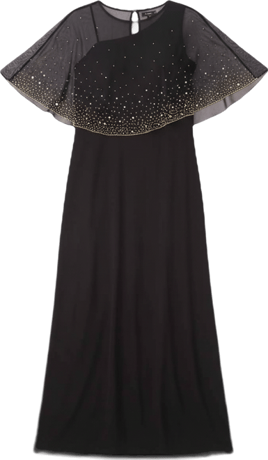 Plus Size Embellished Crew Neck Maxi Dress