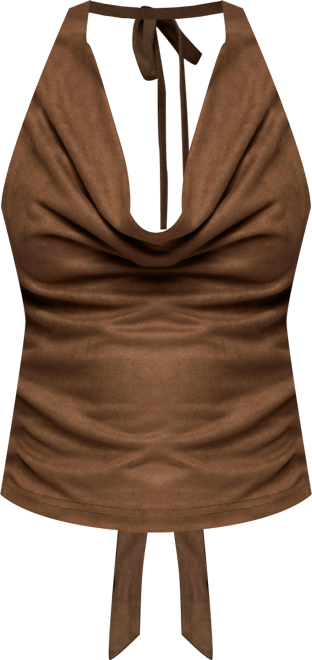 Women's Adeline Faux Suede Cowl Neck Halter Top