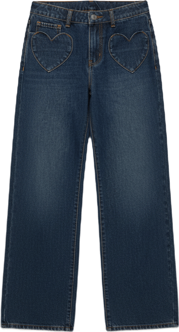 Women's Heart Pockets Low Rise Baggy Jeans