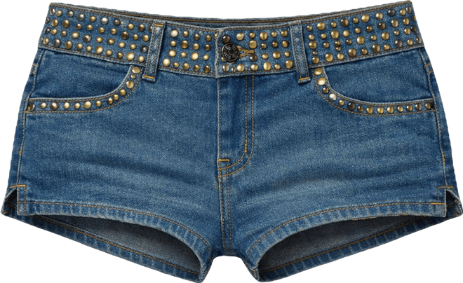 Women's Studded Low Rise Denim Micro Shorts
