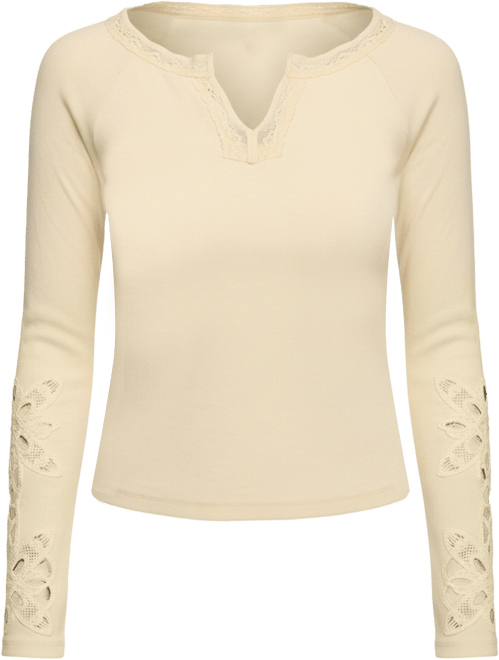 Women's Lace Notch Neck Fitted Top
