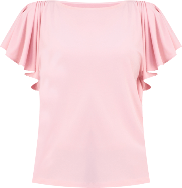 Women's Crewneck Cascade-Flutter-Sleeve Top