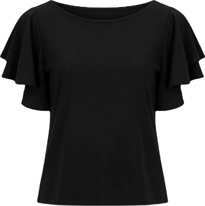 Women's Crewneck Cascade-Flutter-Sleeve Top