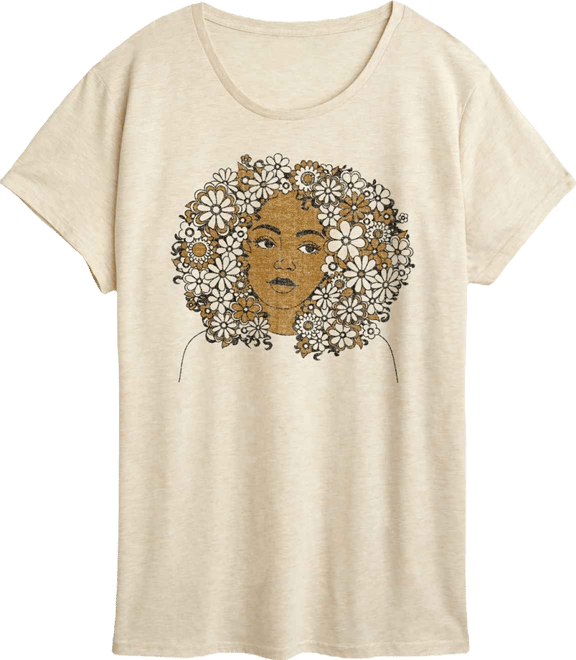 Women's Instant Message Flower Afro Short Sleeve Graphic T-Shirt