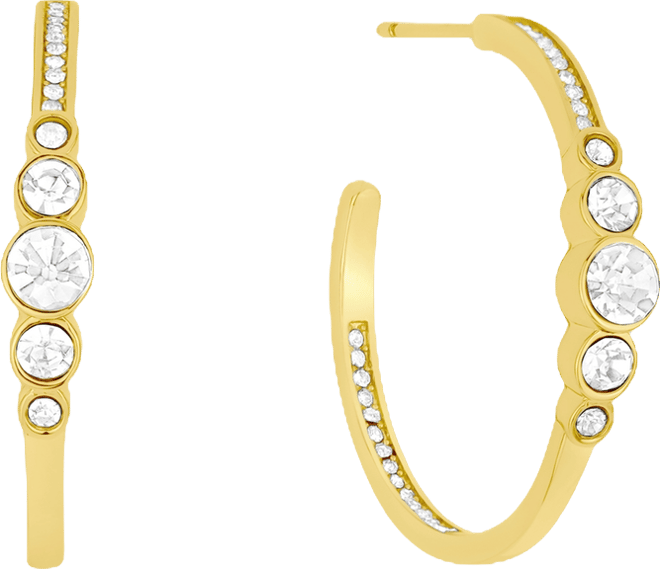 Crystal Post C Hoop Earrings