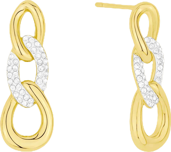 Crystal Link Drop Post Earrings