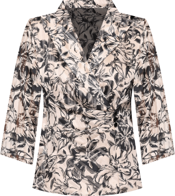 Women's Chiffon Collared Printed Burnout Blouse