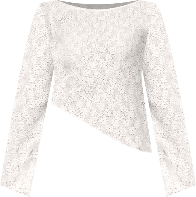 Women's Mare Asymmetric Gem Sheer Lace Top