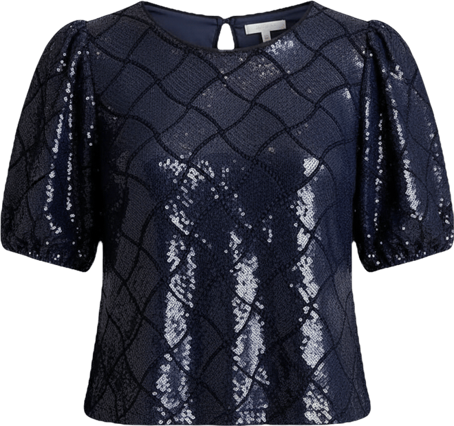 Women's Jewel Neck Bubble Sleeve Top