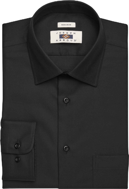 Classic Fit Wrinkle-Resistant 100% Cotton Dress Shirt | Black Solid - Size:  19 34/35