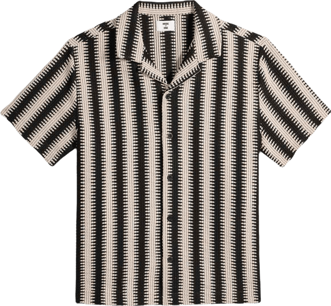 Men's Relaxed-Fit Crochet Knit Short-Sleeve Camp Shirt, Macy's Exclusive