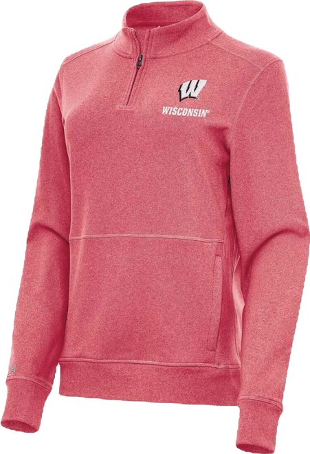 Women's Heather Red Wisconsin Badgers Crush Quarter-Zip Fleece Sweatshirt