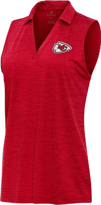 Women's Heather Red Kansas City Chiefs Layout Sleeveless V-Neck Polo Shirt