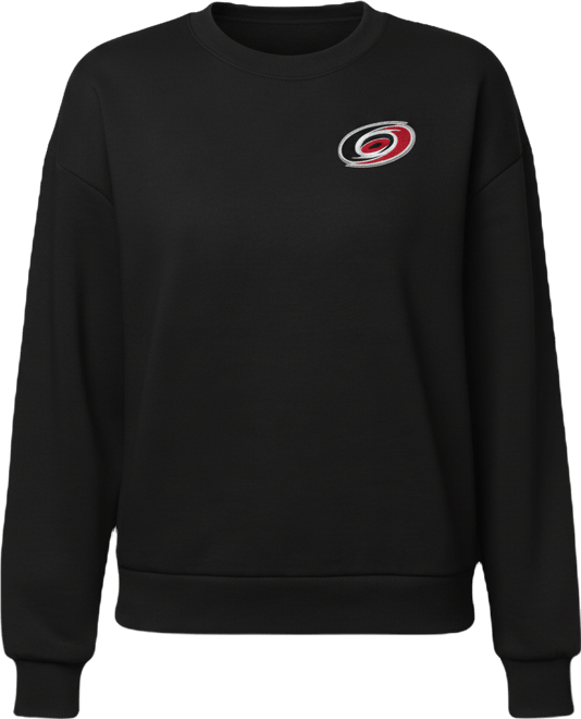 Women's Black Carolina Hurricanes Primary Logo Victory Crewneck Pullover Sweatshirt
