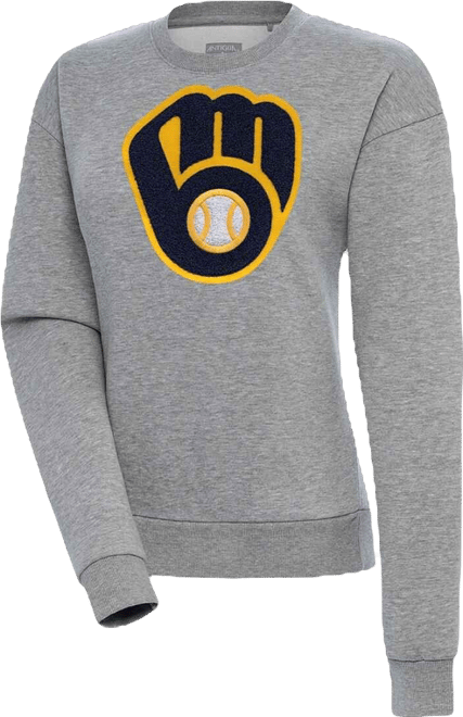 Women's Heather Gray Milwaukee Brewers Victory Chenille Pullover Sweatshirt