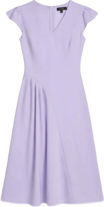 Women's Ruched V-Neck Midi Dress