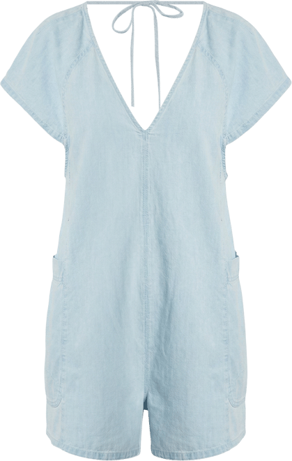 Women's Free Fall V-Neck Denim Romper