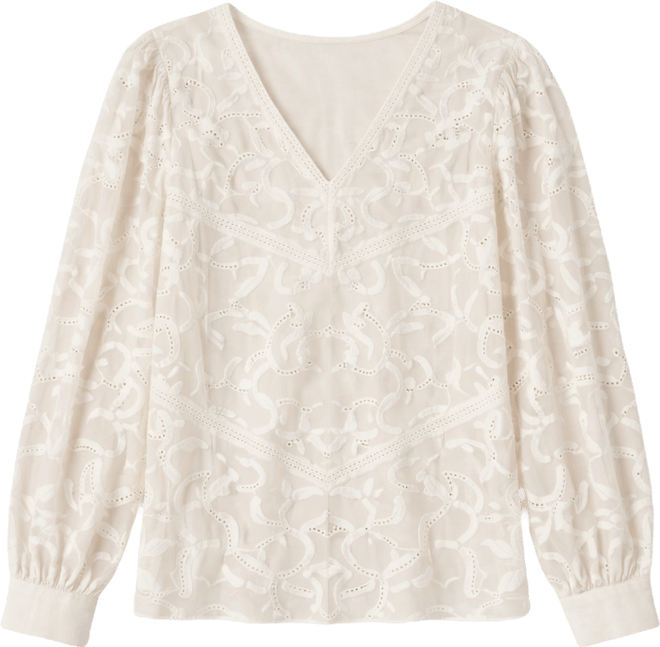 Women's Long-Sleeve Embroidered Blouse