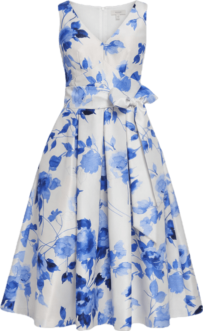 Petite Shantung Sleeveless V-Neck Dress