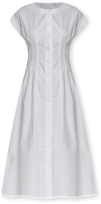 Women's Button Down A-Line Midi Dress