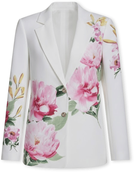 Women's Placed Floral Printed Collared Blazer