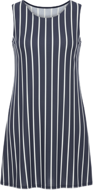Women's Striped Round Neck Sleeveless A-Line Mini Shift Dress