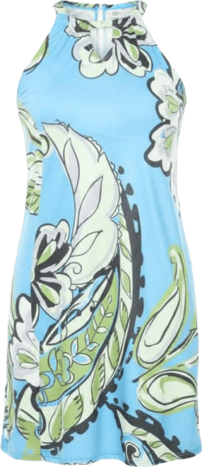 Women's Paisley Knee Length Paisley Sleeveless Keyhole Dress