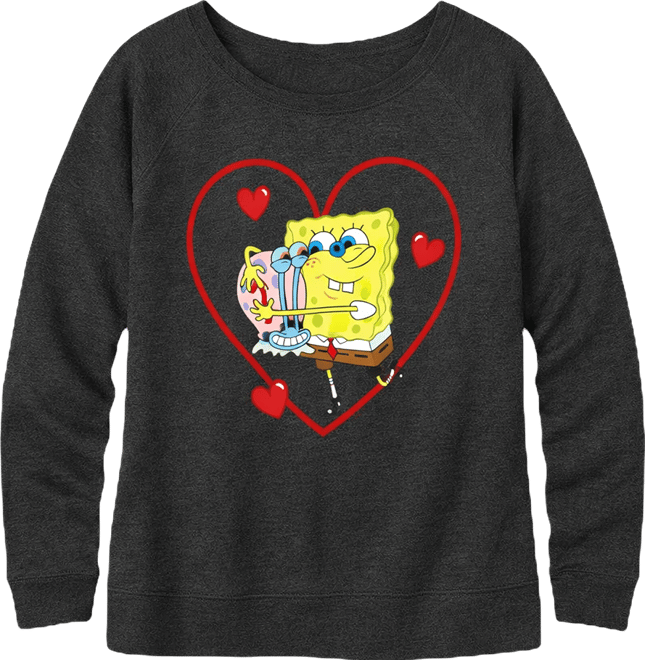 Women's Spongebob Squarepants Gary Heart French Terry Long sleeve T-shirt