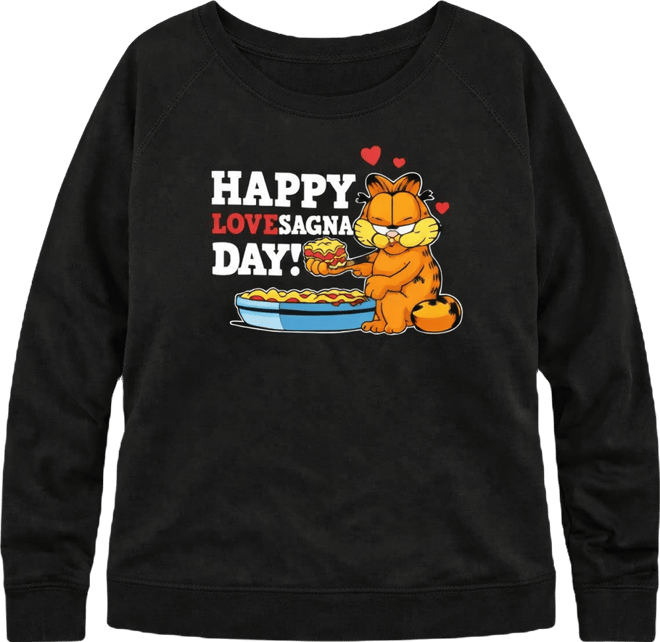 Women's Garfield Happy Lovesagna Day French Terry Long sleeve T-shirt