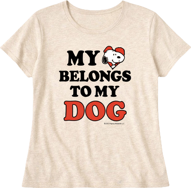 Women's Peanuts Snoopy My Heart Belongs To My Dog Short Sleeve Graphic T-Shirt