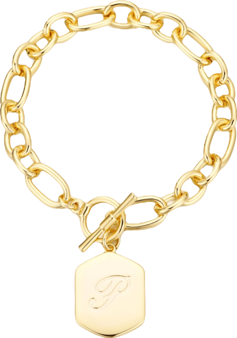 Gold Monogram Initial Chunky Toggle Bracelet