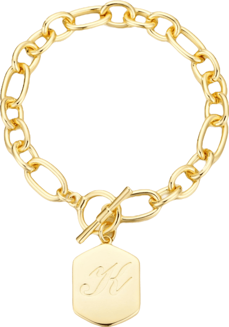 Gold Monogram Initial Chunky Toggle Bracelet