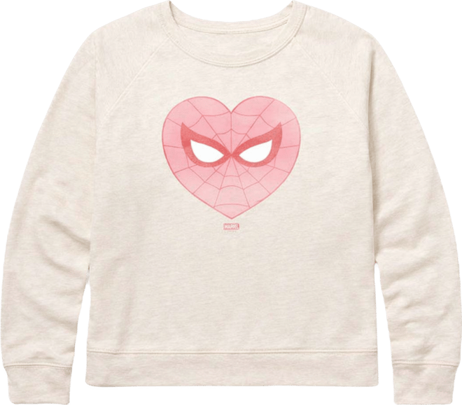 Women's Spider-Man Heart Faded French Terry Long sleeve T-shirt