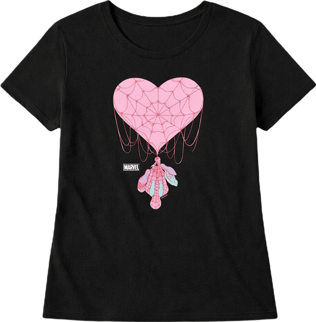 Women's Marvel Spider-Man Heart Web Short Sleeve Graphic T-Shirt