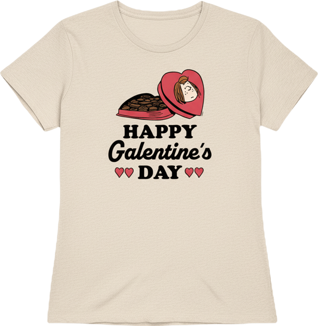 Women's Peanuts Peppermint Patty Happy Galentines Day Short Sleeve Graphic T-Shirt