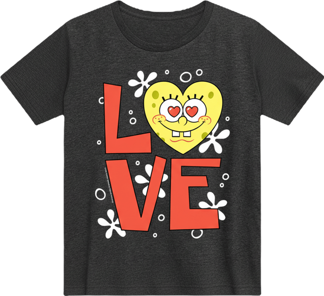 Women's Spongebob Squarepants Love Heart Short Sleeve Graphic T-Shirt