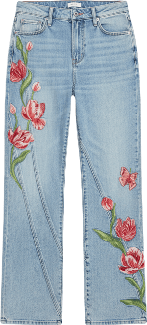 Women's Ira Twirly Tulips Mid Rise Jeans