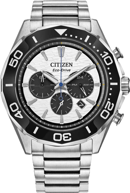 Men's Endeavor Chronograph Silver-Tone Stainless Steel Bracelet Watch, 43mm